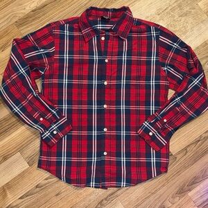 Wrangler Navy Red Plaid Button Down Shirt 14/16